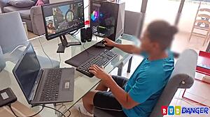 Homemade teen amateur learns game from older player