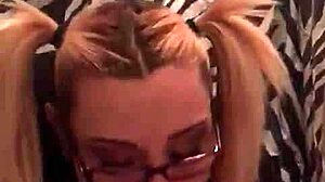 Bookworm milf teacher breezy breeze gives amateur blowjob in pigtails