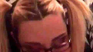 Bookworm milf teacher breezy breeze gives amateur blowjob in pigtails