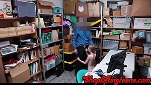 Tiny Teen Thief Sucks And Fucks Security Guard In Shop