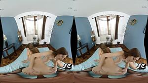 Lena and Alex in steamy VR threesome