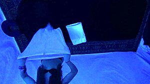 Gigi Breeze enjoys a relaxing blacklight massage