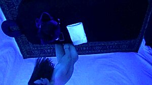 Gigi Breeze enjoys a relaxing blacklight massage