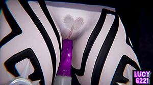 Big Tit Girl Gets Double Oral and Cock in 3D