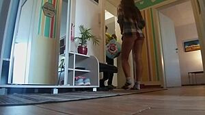 No Panties Prank on Delivery Guy - Will He Notice Her Sexy Legs and Ass?