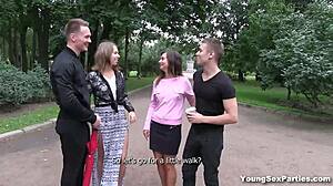 Young girlfriends vika volkova and diana dali in gang-bang, licking and swallowing