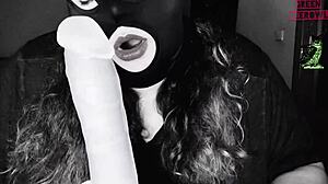 Masked BBW Fumes Dildo