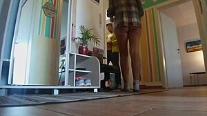 No Panties Prank on Delivery Guy - Will He Notice Her Sexy Legs and Ass?