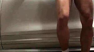 Spying on intense gay cock action in the garage gym