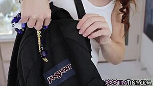 Small Redhead Teen Gets Messy Facial After Intense Fingering Session