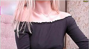 beautiful woman performing live broadcast on stage with audience watching