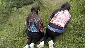 Swapping Stepson and Stepmom Whores CELEBRATING Their Special Day in Forest WITH Plenty of Milk Inside