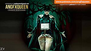 Hela Gives Intense Footjob With Wrinkled Toes To Her Slave!