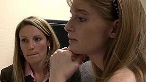 Wow, this lesbian milf gets tribbed hard by a teenage babe! 😘