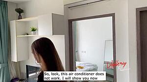 She Paid Repairman with Juicy Blowjob and Fucked in Doggystyle Cowgirl Poses