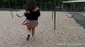 Publicflash-Tracyj boldly exposes herself in a daring outdoor display