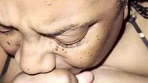 ebony bbw babe sucks fat cock intensely