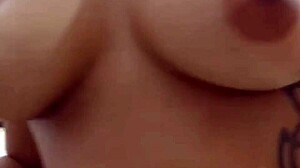 horny lesbian teen with tattoos fingers herself using dildo on homemade webcam