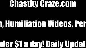 In this femdom scene, the submissive STAYS LOCKED UP until his mistress LETS HIM OUT.