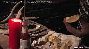 Dirty Lesbian Gets Whipped, Gagged, and Ass Fucked in BDSM Scene.