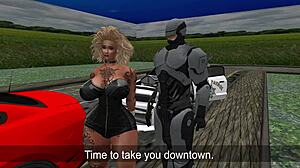 Kayla feels intense shock as Robocop catches her alien creampie orgasm