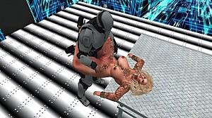 Kayla feels intense shock as Robocop catches her alien creampie orgasm