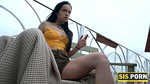 Juicy Leyla says, I'm the naughty teen having sex with my stepbrother in doggystyle, bent over with my small tits bouncing.