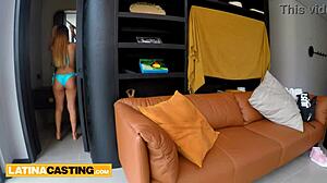 Latina casting: tiny bikini model gets smashed! 😏