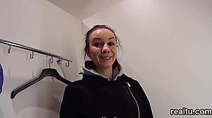 Czech seductive teenager lures, passionately engages in a supermarket