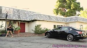 These big tits lesbians say, Let's massage our pussies together.