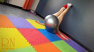 Regina Noir Practices Yoga in Transparent Leotard at Gym