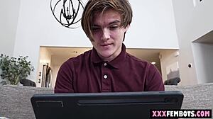 Young Guy Orders Hot Brunette Robot for Wild Titty Fuck!