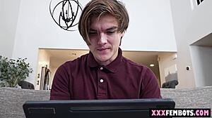 Young Guy Orders Hot Brunette Robot for Wild Titty Fuck!