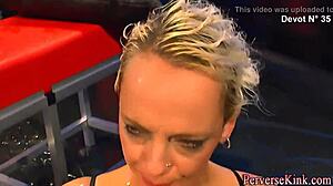 Piss Drinking Whore Licks Tattoo in Group Oral Fetish!