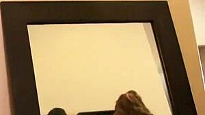 Freshly divorced milf gets horny blowjob and licks cum on her tits while bent over doggystyle fucking