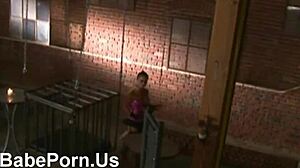 Slutty babe gives footjob and handjob while sucking feet fetish