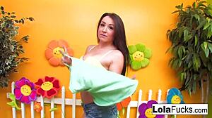 lola masturbates solo in green room, so hot