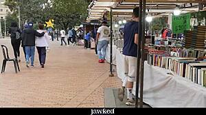 Gay street market pickup gets intense bareback fuck in alley