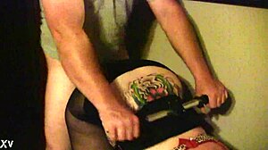 Blonde tattooed pussy gets spanked and fucked