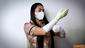 nurse indulges in latex glove layering fetish at the hospital