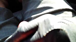 Outdoor blowjob in public park