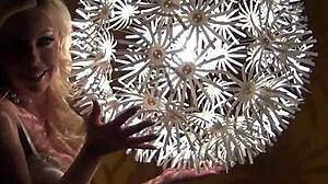 Sexy Blonde Babe Teases and Masturbates Intensely in Retro Solo Scene with Big Tits and Ass