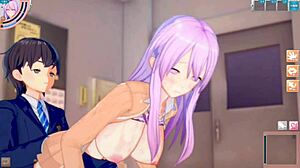 hata no kokoro's big tits rubbed in anime hentai 😍