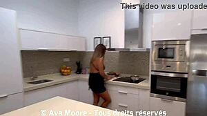 huge cock pounds pussy in kitchen