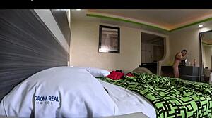 Mexican Wife's Rough Anal Sex Against Wall with Another