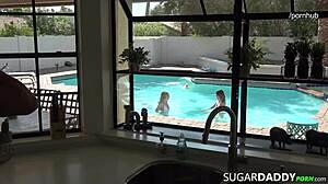 two hot latinas bent over for daddy in group