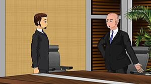 Secretary Crossdresser Flashes Big Tits and Ass in Bold Office Tease