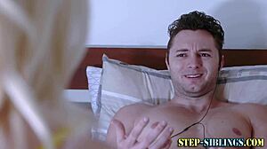 Blonde teen 18+ slut with small 18+ tits takes facial