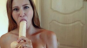 Teen Sucks Dildo with Big Tits