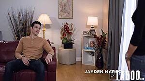 Teen 18+ petite blonde shay sights jayden marcos in taboo blowjob behind curtain